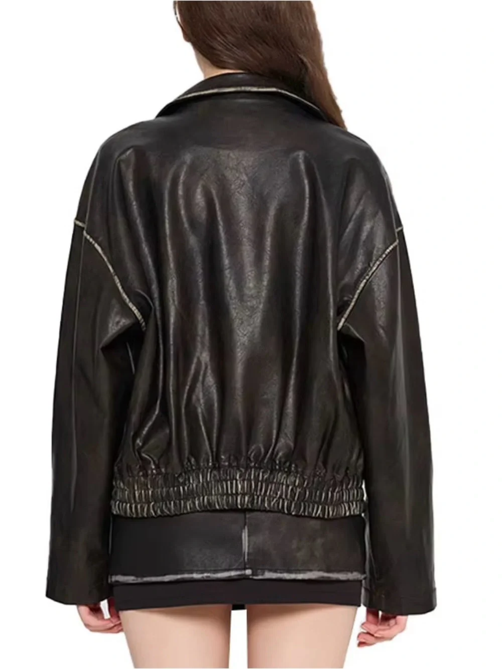 N/A leather hem casual